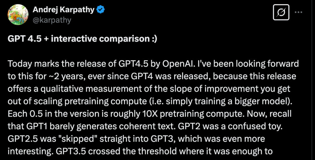 OpenAI 重磅发布 GPT4.5，更像人了！Karpathy一手评测：有惊喜但提升微妙