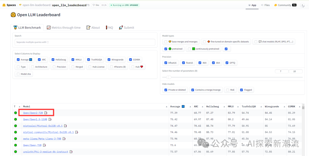 🥇 国产荣耀!Qwen2-72B荣登开源LLM榜首,AI领域新里程碑!