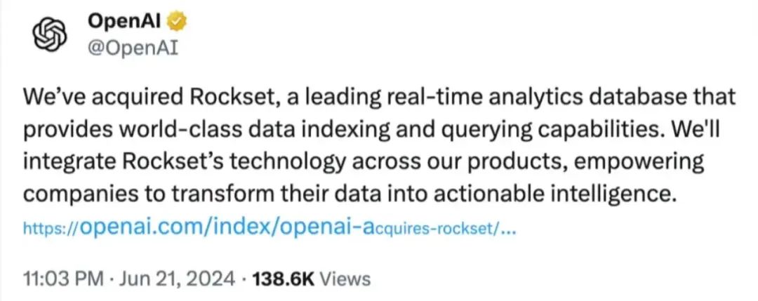 数据狂潮：OpenAI收购Rockset，AI玩转实时魔法