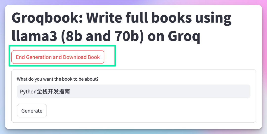 Groqbook:使用 Groq 和 Llama3 在几秒钟内生成整本书
