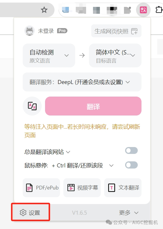 最强AI翻译插件:沉浸式翻译 接入Deeplx