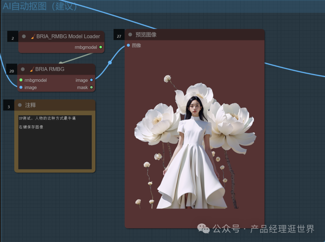 《用comfyUI挑战全网AI图片产品实践案例》之comfyUI抠图工作流，用免费打败收费，实现素材自由