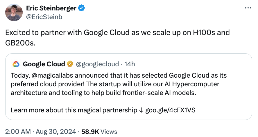 1亿个Token！初创公司Magic与Google达成合作，表演LLM界的大力出奇迹。