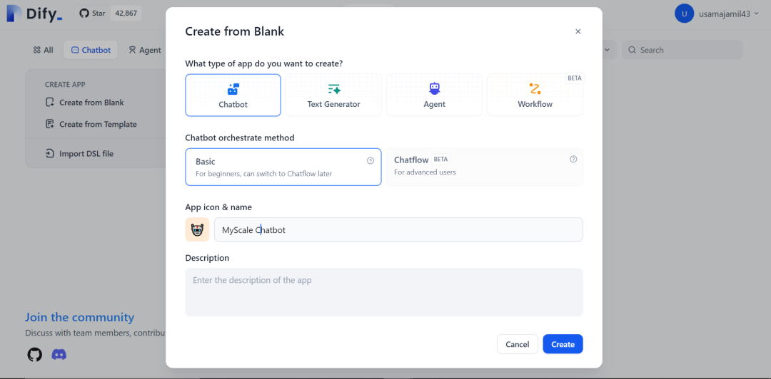 使用 MyScale 和 Dify 构建 RAG 聊天机器人