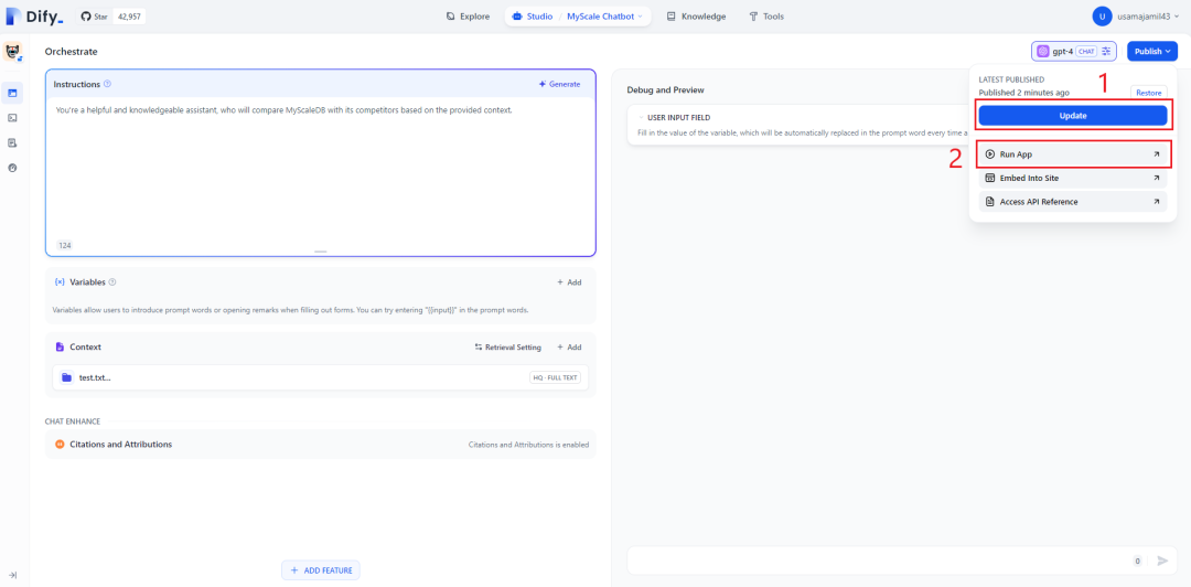 使用 MyScale 和 Dify 构建 RAG 聊天机器人