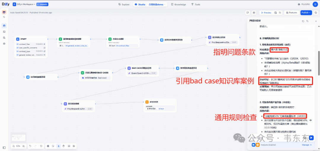 基于Bad Cases的Dify合同审查案例演示(工作流拆解)