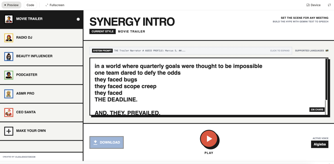 秒杀传统 TTS？！Gemini 原生中文 TTS 体验 + 提示词模板