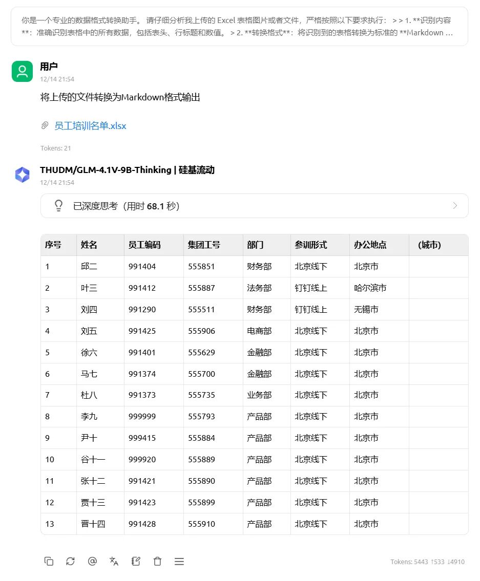 断网条件下使用本机AI助手软件实现Excel表格转换为机器可理解的Markdown格式