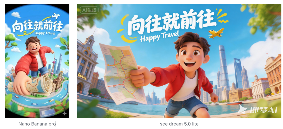 NanoBanana 2.0 来了， 对比前一代和即梦 5.0 lite，它依旧强的离谱