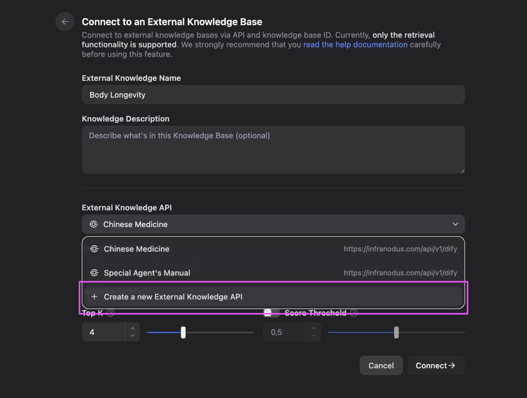 Dify 外部知识库最佳实践：基于 InfraNodus 扩展 RAG 图谱能力