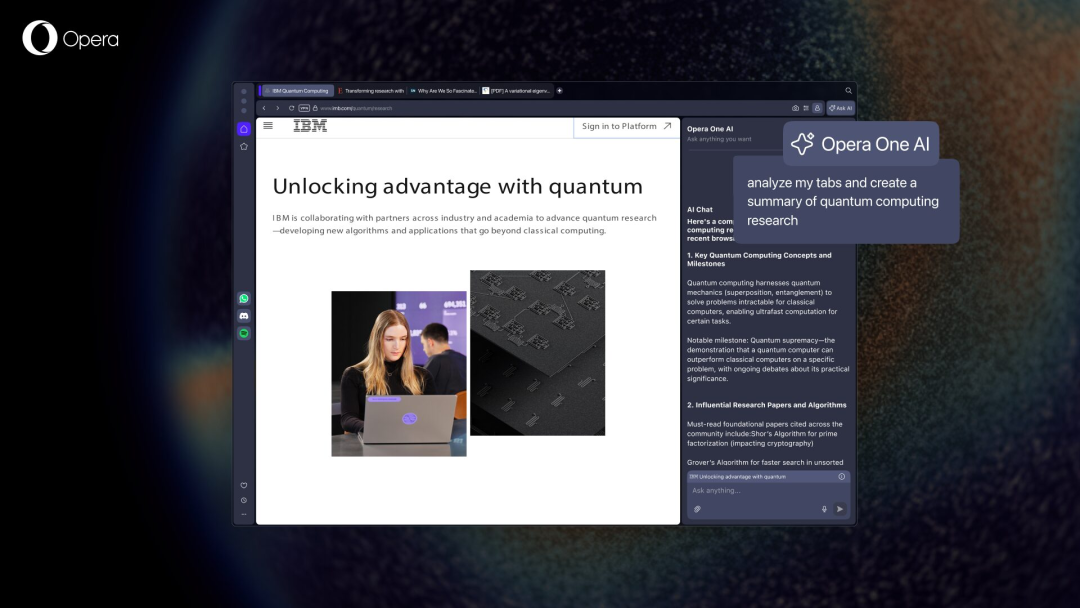 Opera One升级内置AI  迎来智能助手新纪元