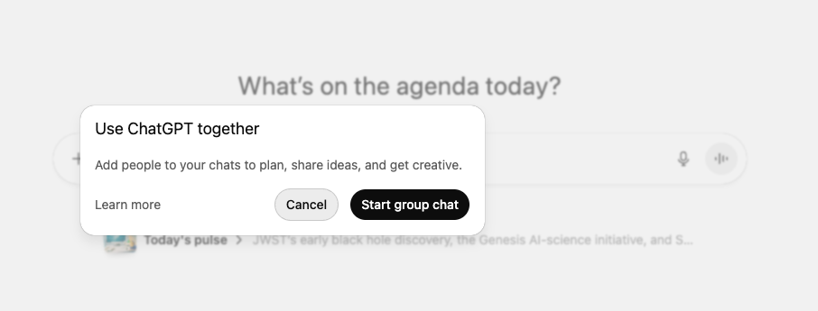 ChatGPT 全球上线群聊功能