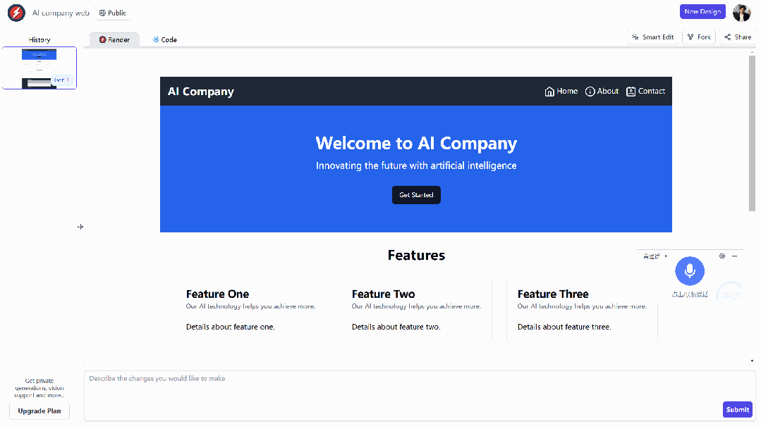 RapidPages：40秒生成AI网站！实时生成 UI 组件、比Open UI 更快 &amp; 开源