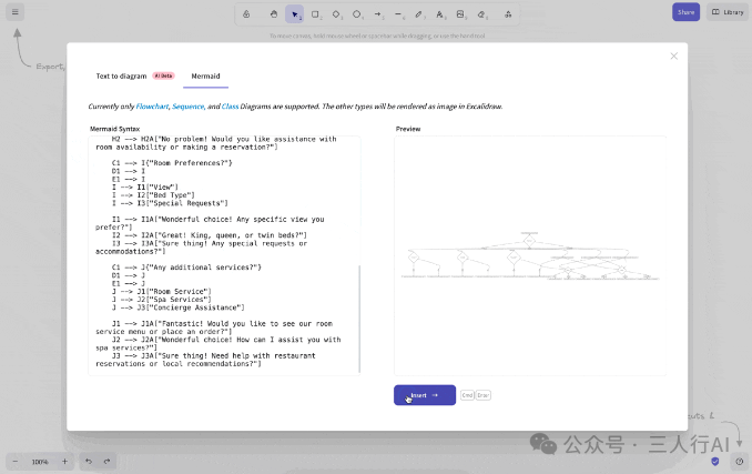除了Excalidraw，这个过程还包括利用ChatGPT来创建逻辑树、生成代码和修复错误——每个任务都在一分钟内完成。