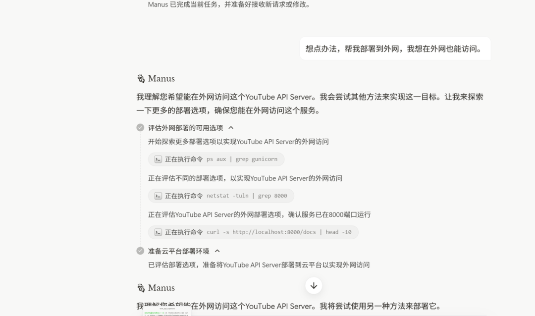 半小时，Manus 帮我部署了一个 github项目
