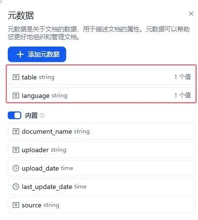 Dify知识库——元数据