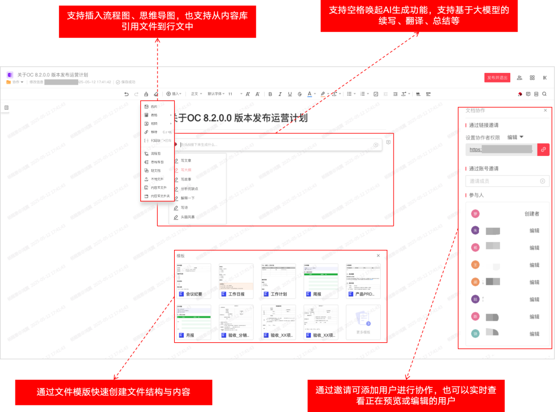 鸿翼OpenContent智能文档云革新企业协同协作体验，提升内容生产力！
