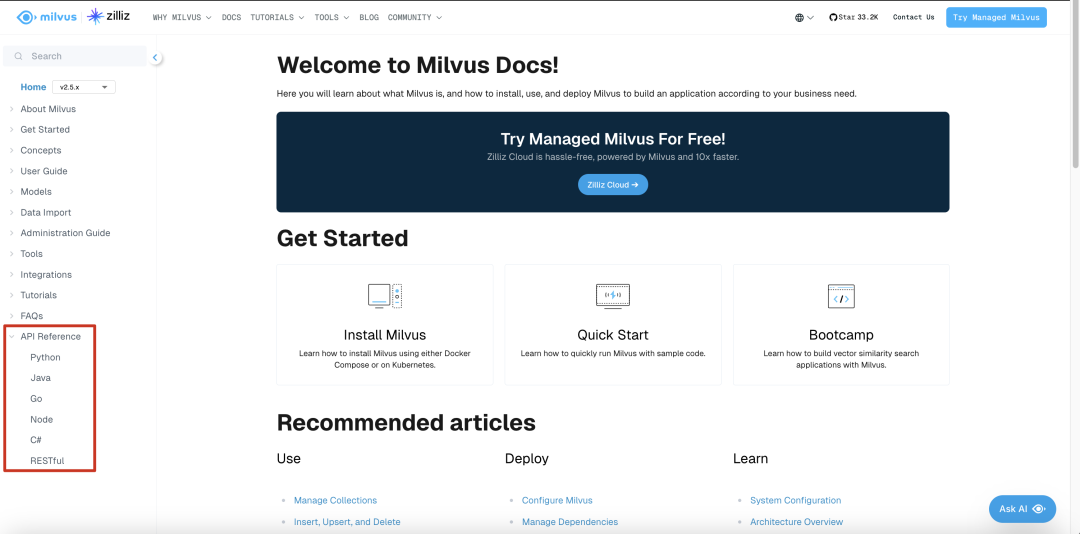 官宣，Milvus SDK v2发布！原生异步接口、支持MCP、性能提升