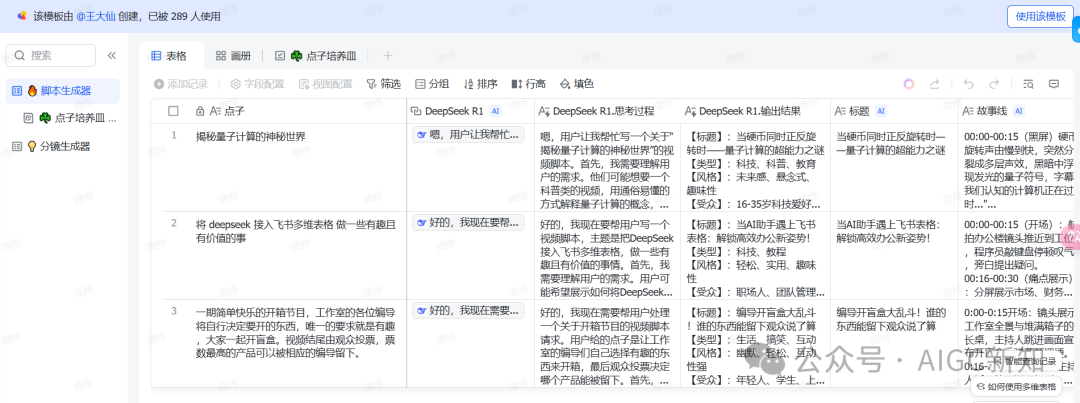 先进团队，先用飞书（多维表格+DeepSeek-R1）