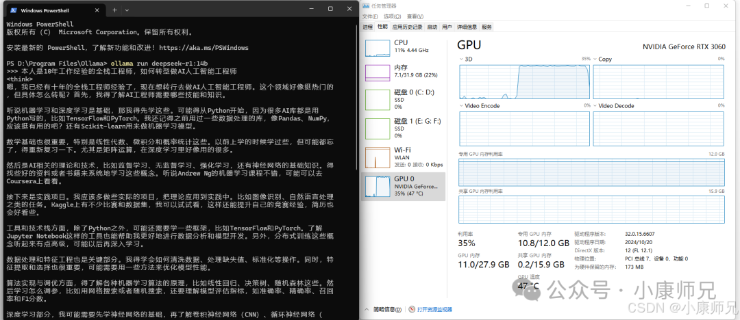 DeepSeek R1多版本性能与负载测试（基于RTX3060+R7 5800+32GB内存实测）
