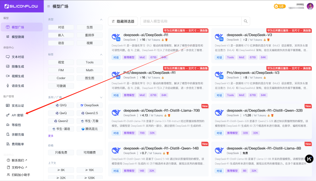 申请API-KEY，通过接口使用DeepSeek服务