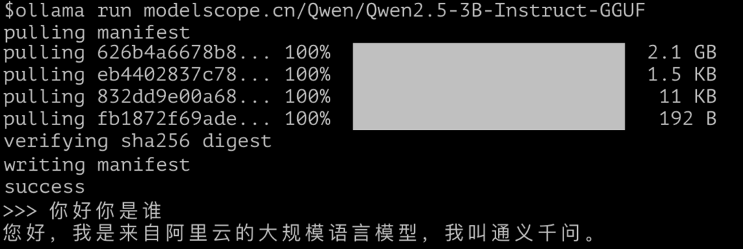 现在，一行命令使用Ollama运行任意魔搭GGUF模型