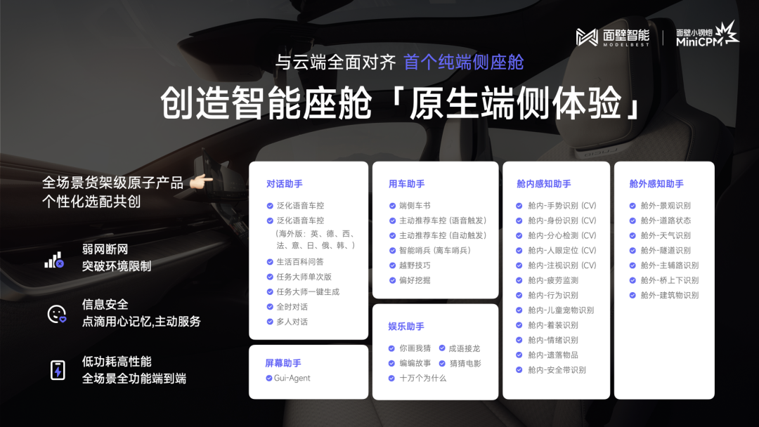 面壁发布首个纯端侧智能助手，构建汽车超性能端侧大脑