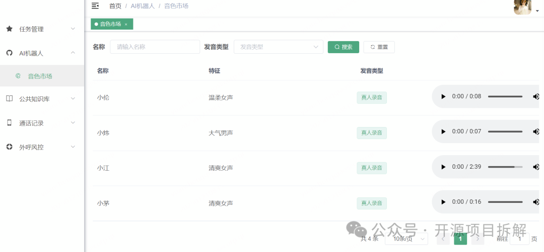 一套完整的AI外呼，智能呼叫平台开源！