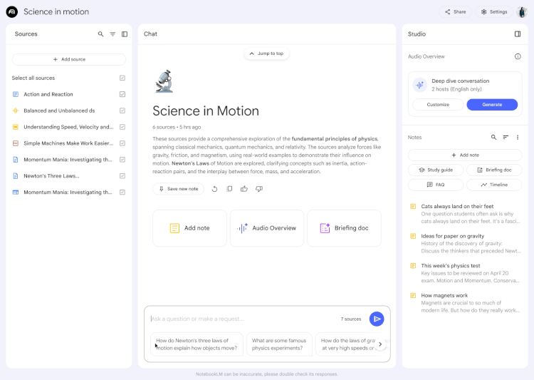 Google的NotebookLM AI 现在也可以和你对话了